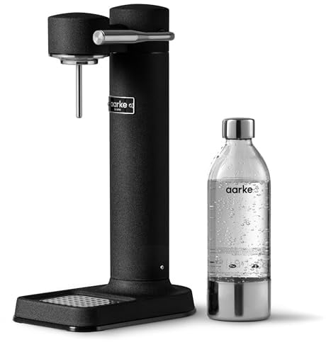Aarke Carbonator 3 Wassersprudler aus Edelstahl im modernen Mattschwarz | mit BPA-freier 1L PET-Flasche, Sprudelwasserbereiter für Leitungswasser, kompatibel mit 60L CO2-Zylindern