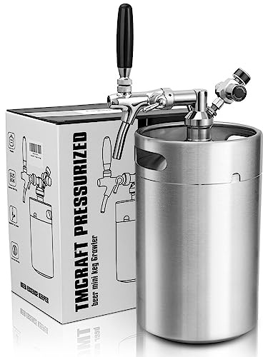 TMCRAFT 8Liter (270oz) Minifass Growler, Edelstahl-Druckfass-Kit-System mit einstellbarem Hahn kann Getränke für Hausbrauerei, handwerkliche Biere und Fassbier frisch und kohlensäurehaltig behalten