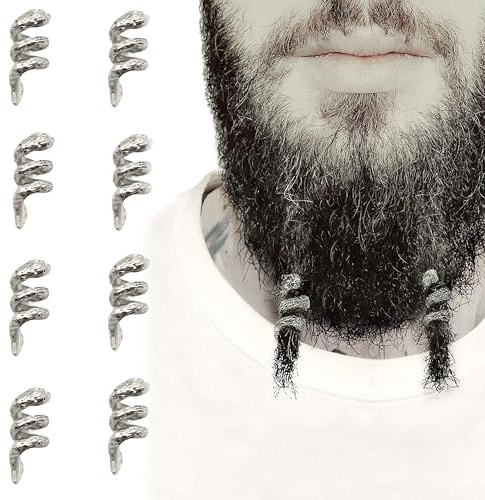 QIUMING Dreadlock wikinger bartperlen Wikinger Haarperlen Haar Bartperlen bartperlen zum klipsen Schmuck nordische haarperlen bartschmuck für Männer Frauen Haar Bart Schmuck DIY (Silber,Stil 3)