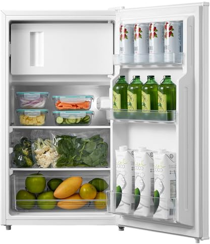 Comfee 80L Kühlschränke mit Gefrierfach, EEK D, 39dB,Inverter‑Kompressor | mit 12L 4 Sterne Gefrierfach,Obst- und Gemüsefach,84,5cm H,110 kWh pro Jahr,Einstellbare Temperaturregelung,Verstellbare Füße