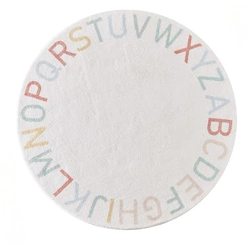 ABC Runder Alphabet-Teppich für Kinder, weicher Plüsch, pädagogisches Spielen, Krabbelmatte, rutschfester Bodenkissen, Klassenzimmer, Spielzimmer, Schlafzimmer