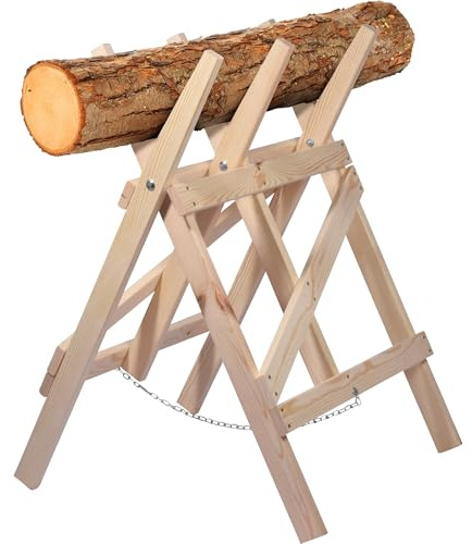 dobar® green label 56080FSCe Sägebock klappbar | Sägehilfe Massivholz | Sägegestell für Kaminholz | Holzsägebock bis 25cm Ø | Kiefer | 64 x 64 x 94 cm