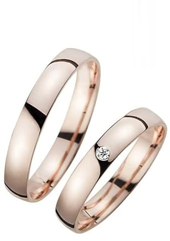 Roségoldenes Ehering-Set für Paare, passendes Ehering-Set, personalisiertes Silber-Ehering-Set