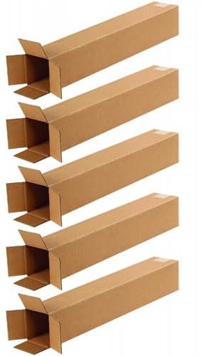 EraGreen Premium Versandhülse eckig 5 Stück - Karton 100 x 100 x 1200mm Versandkarton DHL, DPD, GLS Faltkarton 1-Wellig FEFCO201 B-Welle