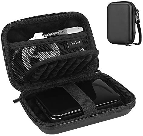 ProCase 2,5 Festplattentasche für Seagate Portable Drive/Toshiba Canvio Partner/WD Elements/UnionSine Externe Festplatte/Backup Plus Slim/Samsung T9 Portable SSD External Hard Drive Tasche -Schwarz