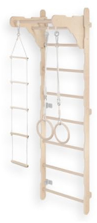 MAMOI® Turnleiter (210 cm) | Wandleiter | Strickleiter | Turnringe | 100% ökologisch | Made in EU