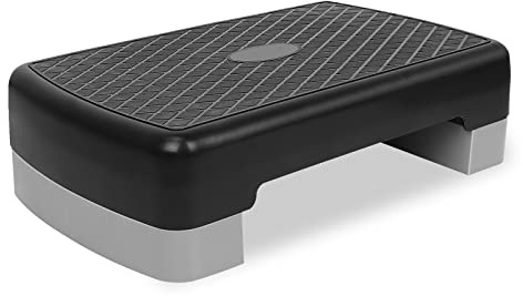 FUNJEPE Höhenverstellbarer Aerobic-Stepper für Fitness und Training, 2 Stufen, mit 2 Erhöhungen, verstellbar von 10 cm – 15 cm (grau)