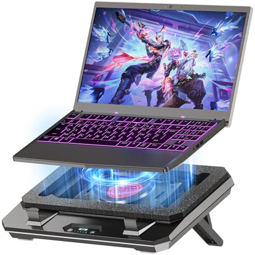 IETS GT300 Verbessertes Laptop-Kühlpad mit verstellbarem Ständer, Turbo-Kühler für schnelle Kühlung, 10-17 Zoll Gaming-Laptop, Flexibler Dichtungsring, mit Verstellbarer Luftfilterklemme (GT300B0)