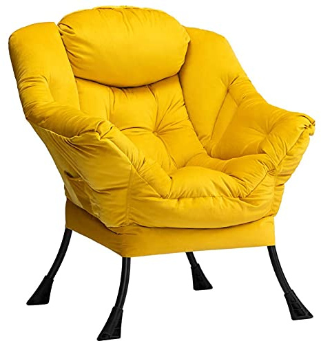 HollyHOME Sessel Wohnzimmer Ohrensessel Samt Relaxsessel Lesesessel Schlafzimmer Lounge Sessel Armlehnensessel mit Armlehnen, Gelb