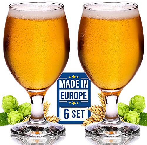 Volarium CRYSTALIA Luxus Biergläser 6er Set, 400 ml BLEIFREI Bierglas, Craft Beer Glass, Bierkelche, Stielbierglas, IPA Bierverkostungsglas, Bierkelchglas, Belgischen Stil Biergläser, Stielgläser