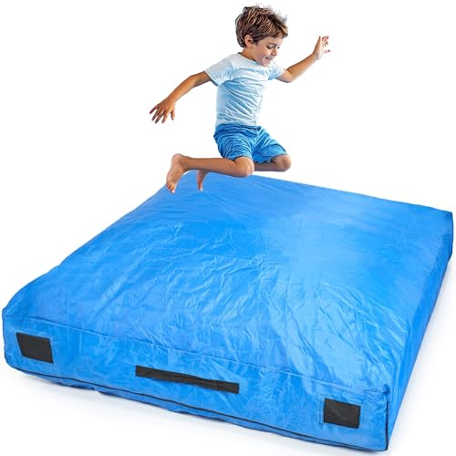 Crashpad für Kinder | Groß 152 x 152 cm oder 122 x 91 cm | Crash Pad | Große Sensorik Kindermatte für Autismus | Weiche Matte zum Springen & Toben | Turnmatte für Schule oder Zuhause | Bouldermatte