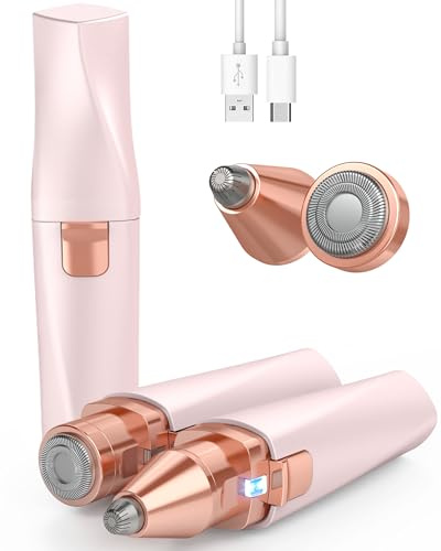 Augenbrauenrasierer & Gesichtshaarentferner für frauen: 2-in-1 Augenbrauen Trimmer und Gesichtsrasierer frauen, iFanzeTech Gesicht-Epilierer Damen für Oberlippe,Kinn und Wangen, Rosa