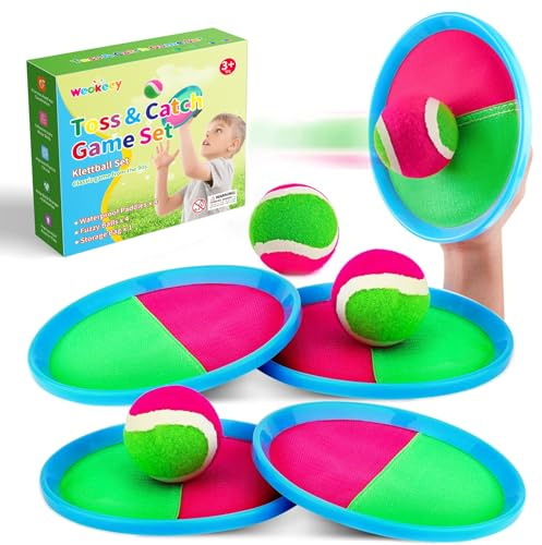 Weokeey Klettballspiel Strandspielzeug Pool Spielzeug Wasserspielzeug Kinder Outdoor Spiele Gartenspiele Reisespiele Klettball Wurfspiel Kinderspielzeug Geschenk 3 4 5 6 7 8 Jahre Junge Mädchen