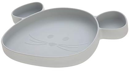 LÄSSIG Silikon Kinderteller mit Saugnapf unterteilt/Little Chums Mouse grey