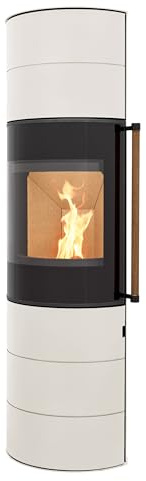 H&M Germany Kaminofen Citro 2.0 XL creme weiß schmaler ovaler Ofen 6kw schlicht modern A+ Abgasstutzenanschluss Durchmesser 150mm Bauart 1 Holz Reelinggriff