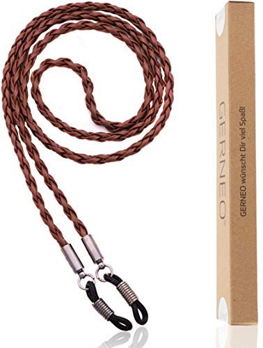 GERNEO® - Mailand – geflochtenes Leder Brillenband - Unisex PU Brillenkordel für Sonnenbrillen & Lesebrillen – Halterungen anthrazitgrau
