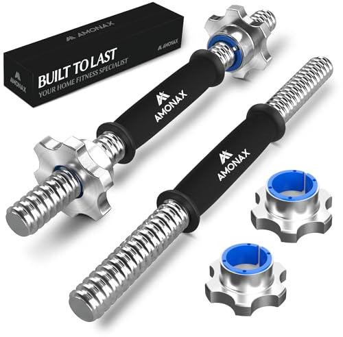 Amonax Gusseisen Hantelstange, 40cm Kurzhantelstange, Hantelgriff Mit 4 Metall-Hantel-Spinlock-Verschlüssen, Dumbbell Bar Für 25mm Standard Gewichtsscheiben, Home Fitness Equipment Für Heimgewichte