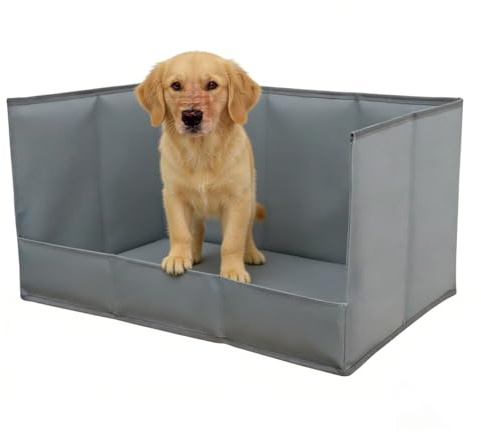 Hundeklo - Saugstarke Tür für Hunde 84 x 58 cm, verbesserte Stabilitätsmerkmale | Welpenstreu mit hohen Wänden aus PVC mit Barrieren an DREI Seiten, Töpfchentablett für
