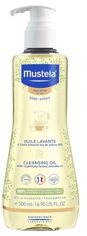 Mustela Bio-Avocado-Perseose Reinigungs-Badeöl, Körper & Haare, Baby & Familie - Nicht brennend für die Augen, speziell für trockene Haut, 98% Inhaltsstoffe natürlichen Ursprungs (500ml)