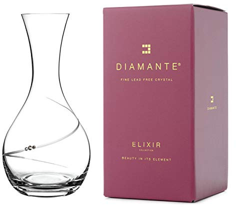 DIAMANTE Swarovski Weinkaraffe 'Silhouette' – handgeschliffene Kristallkaraffe für Wein oder Wasser verziert mit Swarovski-Kristallen