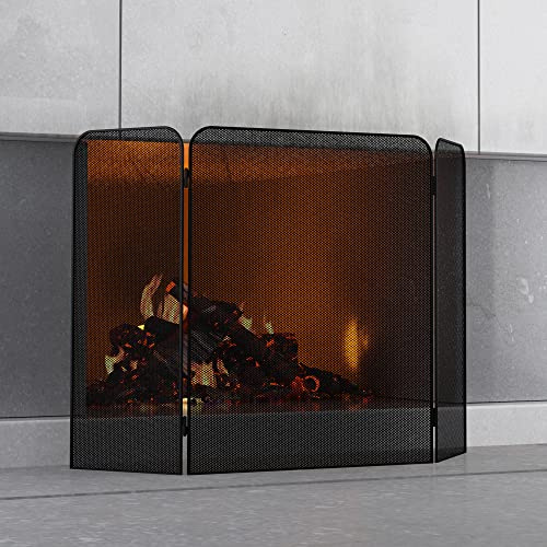 Fire Beauty Kaminschutz aus Eisen mit 3 Paneelen für Wohnzimmerdekoration (73,7 x 121,9 cm)