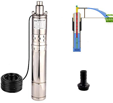 SHYLIYU Tiefbrunnenpumpe 220V Tauchpumpe Edelstahl Tauchpumpe oder Hauswasserwerk und Garten (0.37KW 1.8m³/h 86M)