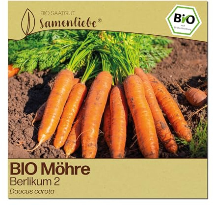 Samenliebe BIO Karotten Samen | Möhre Berlikum 2 - winterhart & lang - samenfestes BIO Saatgut