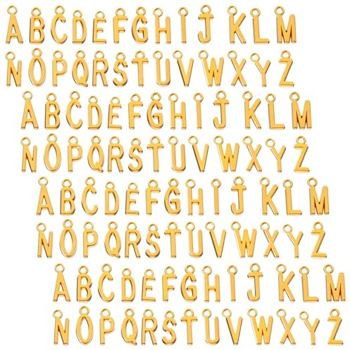 Bremorou 104 Stück Buchstaben Anhänger, Gold Großbuchstaben A-Z Charms, Zinklegierung Alphabet Charm, Armband Anhänger Für Diy Schmuckherstellung