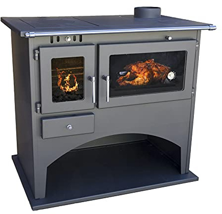 Kaminofen mit Backfach und Herdplatte 25071 Werkstattofen Viki 10,5 kW Schwedenofen Kamin Hüttenofen Ofen