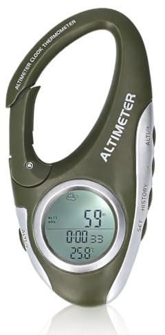 HERCHR Digital Höhenmesser tragbarer digitaler Kompass -Wanderwanderungs -Thermometer Hintergrundhöhe Altimeter Barometer Multi -Funktion zum Wandercamping im Freien im Freien