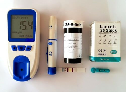 HB Messgerät inkl. Teststreifen und Lanzetten - von deutschem Fachhändler | Genaue Messungen grosses Speichervolumen Verbrauchsmaterial bei uns nachbestellen