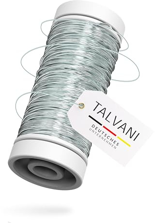 TALVANI Blumendraht | Basteldraht – Hochwertiger Draht zum Dekorieren – Premium Bindedraht – Verbesserter Myrthendraht für Blumengestecke in Gold Silber Zink, Ø 0,35 mm | 50 m (Zink)