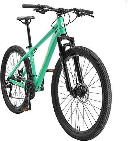 BIKESTAR Hardtail Aluminium Mountainbike Shimano 21 Gang Schaltung, Scheibenbremse 27.5 Zoll Reifen | 16 Zoll Rahmen Alu MTB | Grün Gelb