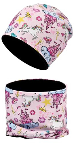 MAKFORT Kinder Beanie Mütze Schal Schlauchschal Set Baumwoll Loop Schal Junge Und Mädche Winter