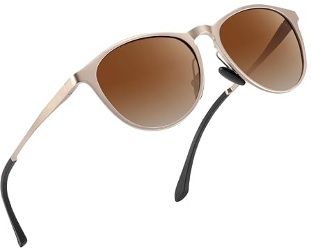 Sonnenbrille Damen Polarisiert Al-Mg Metall Rahme-Ultraleicht-Rund-Herren-Unisex-UV400-Retro-Vintage -Klassisch-Trendy-SonnenbrillenGeeignet FüR Camping-Outdoor-Geschenke für frauen-Verlaufend Tee