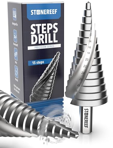 Stufenbohrer Profi aus HSS Stahl - [15 Stufen | Ø 4-32mm] - Kegelbohrer, Schälbohrer, Stufenbohrer Metall, Lochbohrer, Blechbohrer, Kunststoffbohrer, Lochfräser, Fräsbohrer, Lochschneider