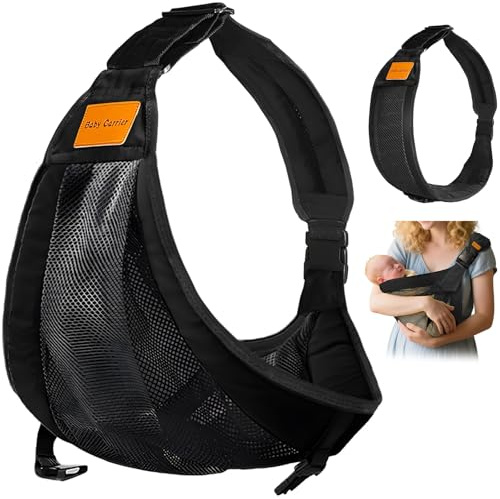 IBOPUXIU Babytrage, Ergonomisch Hüfttrage, Baby Carrier Seitlich, Verstellbare Tragetuch Baby, Babytrage Neugeborene ab Geburt Für Neugeborene Bis 3-36 Monaten(Schwarz)