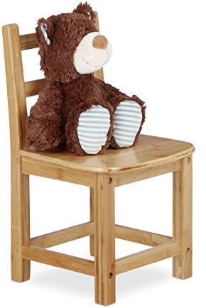 Relaxdays Kinderstuhl RUSTICO aus Bambus, Für Jungen und Mädchen, Kinderzimmer Stuhl, HBT: ca. 50 x 28,5 x 28 cm, natur