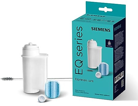 Siemens Pflegeset für Kaffeevollautomaten TZ80004A, 10 Reinigungstabletten,1 BRITA Wasserfilter,3 Entkalkungstabletten,Bürste, der EQ.Reihe und Einbauvollautomaten, Weiß