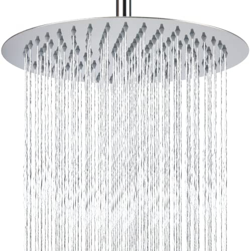30cm Regenbrause, Markcco Kreisförmiger Hochdruck Duschkopf aus Edelstahl 304, komfortables Duscherlebnis auch bei niedrigem Wasserdruck, installierbar an der Wand oder Decke (30cm, Chrom)