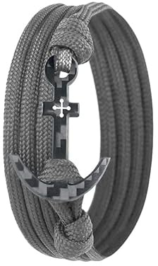 Kohlenstoff-Armband mit 100% Anker Kreuz Infinity Carbon-Anhänger Wickelarmband Herren (STONE)