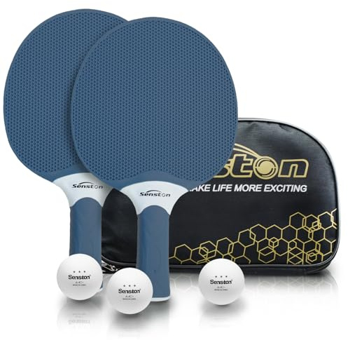 Senston Tischtennisschläger Set, Professionelles Tischtennis Set für 2-4 Spieler, Verbundgummi Tischtennisschläger, Indoor- oder Outdoor-Spiele.