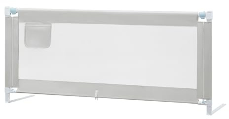 WOLTU Bettgitter 200 cm Eine Seite, Bettschutzgitter für Kinderbetten & Elternbetten, einziehbares Rausfallschutzgitter, höhenverstellbar 69-87 cm, Hellgrau