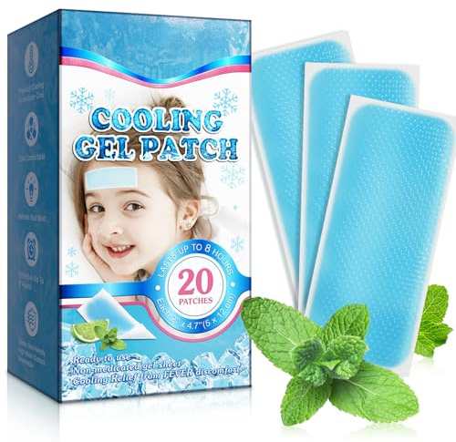 Kühlendes Fieberpflaster für Kinder und Erwachsene, 20 Blatt Stirnstreifen, Stirnfieberpads