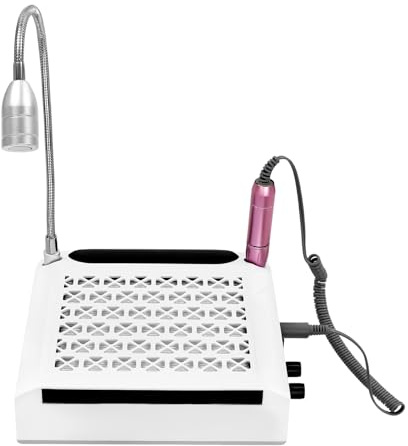 JJsdwin 4-in-1-Nagelmaschine, Professionelle Nagelbohrer mit 6 Schleifköpfe, Nagelfräser für Gelnägel, Beleuchtungswinkel 360° | Farbtemperatur 6000K