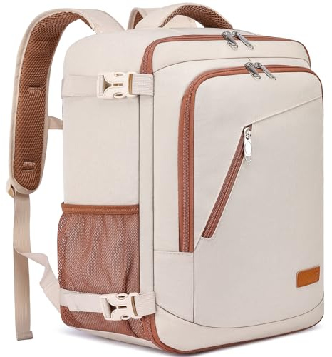 Ryanair Handgepäck 40x30x20, Handgepäck Rucksack Flugzeug Damen 24L | Handgepäck Rucksack 40x30x25 für Eurowings Reiserucksack 40x30x20 mit USB Ladeanschluss Reisetasche für Herren Damen,Beige