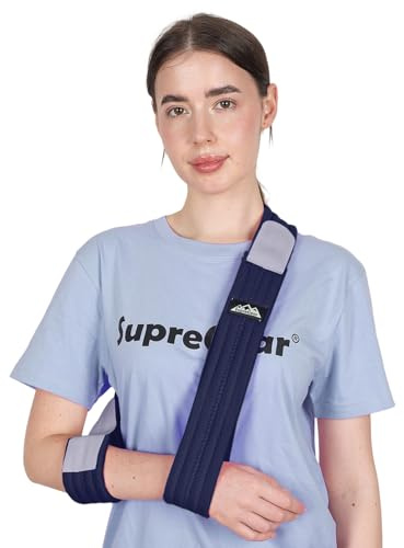supregear Armschlinge, Verstellbar Leicht Komfortabel Schulterschlinge, Atmungsaktiv, Medizinische Schulterstütze für Verletzten Arm/Hand/Ellenbogen, Dunkelblau
