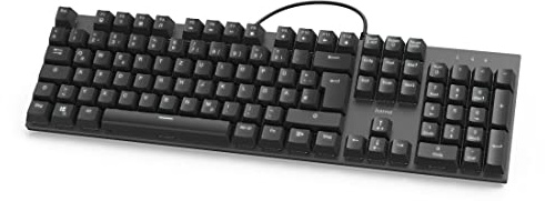 Hama mechanische Tastatur mit Hintergrundbeleuchtung, USB, leise | PC Tastatur schwarz-anthrazit, kabelgebunden, ergonomische Tasten, mechanische Tastatur
