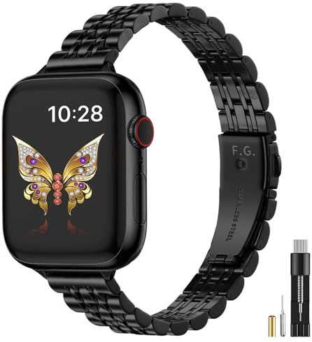 Fullmosa Slim Band Kompatible mit Apple Watch Armband 42mm(Series 11 10) 40mm 41mm 38mm, Ersatzarmbänder für SE 3 2 1 Series 11 10 9 8 7 6 5 4,Dünnes Elegant Metall Gliederarmband für Damen Frauen
