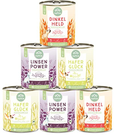 naftie Bio veganes Hundefutter Nassfutter Mixpaket - 6X 800g | Peace Food Sparpaket für Hunde, regional, 3 Sorten, rein pflanzlich, purinarm, Diät-geeignet